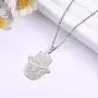 LUSSO Hamsa Hand of Fatima Pendant Necklace Evil Eye Necklace Dainty Fashion Jewelry Egyptian Necklace Good Luck Stainless Steel Pendant Success and Protection Pendant for Men Women