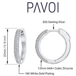PAVOI 14K Gold Plated 925 Sterling Silver Cubic Zirconia Hoop Earrings