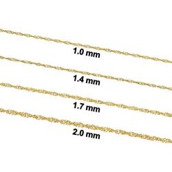 14k Yellow Gold Filled or White Gold Filled 1 mm,1.4 mm, 1.7 mm, or 2 mm Singapore Chain Pendant Necklace for Women