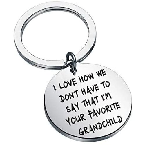 SEIRAA Grandparents Gift Grandpa Keychain Gift for Grandma from Grandchildren Favorite Grandchild Keychain Grandmother Gift