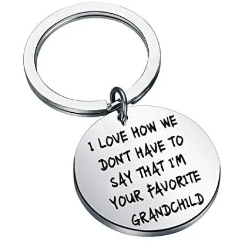 SEIRAA Grandparents Gift Grandpa Keychain Gift for Grandma from Grandchildren Favorite Grandchild Keychain Grandmother Gift