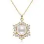 Pearl Necklace Freshwater Cultured White Single Pearl Pendant Flower Necklace with Cubic Zirconia 14K Gold Filled Pearl Jewelry Gifts for Women Girls Wife Pearl Necklace Freshwater Cultured White Single Pearl Pendant Flower Necklace with Cubic Zirconia 14K Gold Filled Pearl Jewelry Gifts for Women Girls Wife