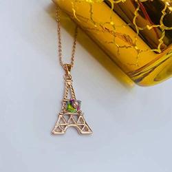 Eiffel Tower Necklace for Girls / Women - Girls Paris Jewelry - Rose Gold Paris Souvenir Gifts for Women - Champagne Paris Eiffel Tower Jewelry for Girls / Women - Valentine / Birthday Gift for Girlfriend - Mall of Style