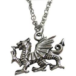 Kiola Designs Silver Toned Textured Welsh Dragon Pendant Necklace
