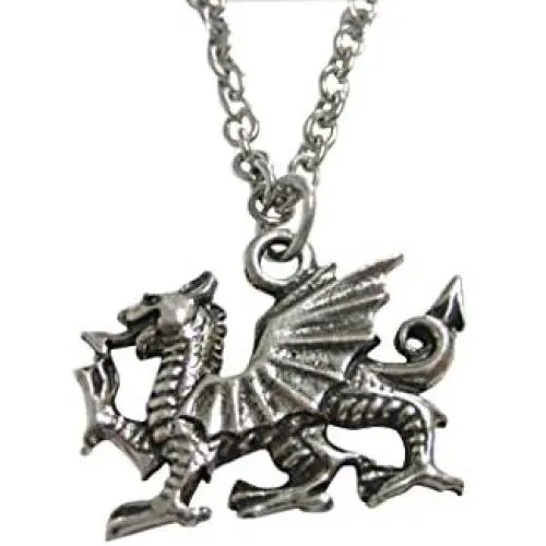 Kiola Designs Silver Toned Textured Welsh Dragon Pendant Necklace Kiola Designs Silver Toned Textured Welsh Dragon Pendant Necklace