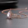 CZ Teardrop Necklace and Stud Earrings Set 14K White Gold Plated Wedding Jewelry for Bridal