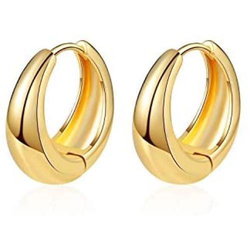 UILZ Chunky Hoop Earrings for Women, Small 14K Gold Plated Hypoallergenic Cute Huggie Lightweight Girls Tiny Hoop Earrings