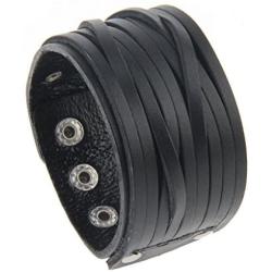 GelConnie Leather Cuff Bracelet Punk Braided Bracelets Rock Leather Wristbands Gothic Adjustable Wrap Bracelet for Men, Women