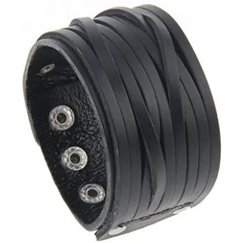GelConnie Leather Cuff Bracelet Punk Braided Bracelets Rock Leather Wristbands Gothic Adjustable Wrap Bracelet for Men, Women