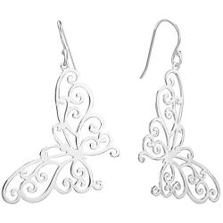 Hot Silver Sterling Silver Butterfly Dangle Earrings
