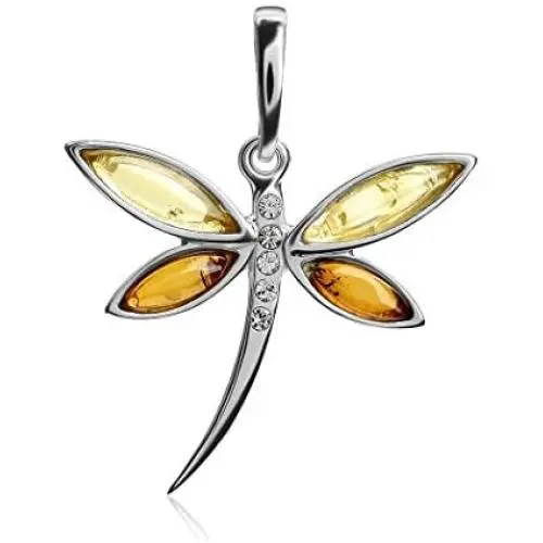 Ian and Valeri Co. Multicolor Amber Sterling Silver Dragonfly Small Pendant Ian and Valeri Co. Multicolor Amber Sterling Silver Dragonfly Small Pendant