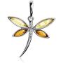 Ian and Valeri Co. Multicolor Amber Sterling Silver Dragonfly Small Pendant