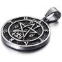 Elfasio Stainless Steel Necklace Pendant for Men Seal of Astaroth Key of Solomon/Seal of Lilith Sigil of Lucifer Seal Both Sided Pendants Chain 18-30 inch