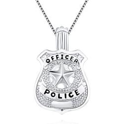 LGSY Sterling Silver Police Officers Pearl Cage Pendants for Women, Design Pearl Cage Pendants for Pearl Jewelry Making, Essential Oil Diffuser Lockets for Pearl Jewelry