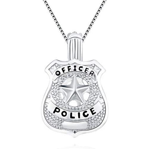 LGSY Sterling Silver Police Officers Pearl Cage Pendants for Women, Design Pearl Cage Pendants for Pearl Jewelry Making, Essential Oil Diffuser Lockets for Pearl Jewelry