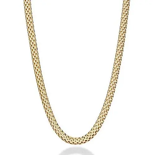 MiaBella 18K Gold Over Sterling Silver Italian 4mm Mesh Link Chain Necklace for Women, 13+2.5, 16, 18, 20 Inch 925 Italy MiaBella 18K Gold Over Sterling Silver Italian 4mm Mesh Link Chain Necklace for Women, 13+2.5, 16, 18, 20 Inch 925 Italy