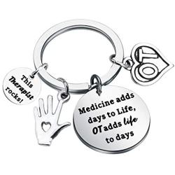 BAUNA Occupational Therapy Gifts Therapist Jewelry Medicine Adds Days to Life OT Adds Life to Days Keychain OT Gifts Occupational Therapist Keychain