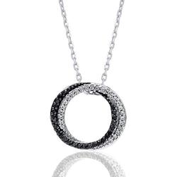 TJD 1/6 Carat Natural Diamond Pendant Necklace 925 Sterling Silver (H-I Color, I2-I3 Clarity) Circular Diamond Pendant Necklace for Women Diamond Jewelry Gifts for Women