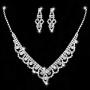 Unicra Bride Silver Necklace Earrings Set Crystal Bridal Wedding Jewelry Sets Rhinestone Bridesmaid Party Choker Necklace Drop Dangle Earrings Set for Women and Girls (Silver-2)