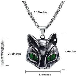 Cat Head Eye Necklace Pendant, LOYEH Vintage Gothic Necklaces Pendants Men Women Gift Jewelry Evil Green Eye 1.41x1.40inches