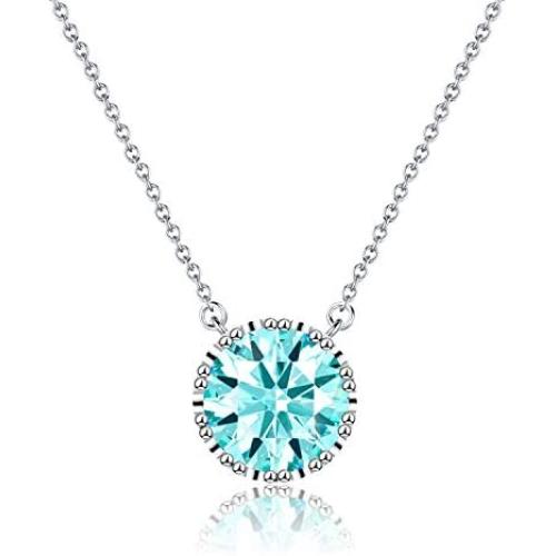 Yalong Birthstone Necklace for Women 5A Zirconia Crown Pendant 14K White Gold Plated Dainty Silver Chain Choker jewelry Gift Girl