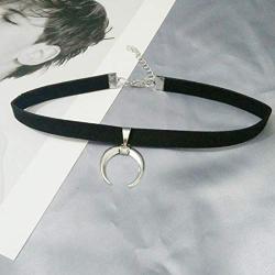 TseanYi Boho Moon Pendant Necklace Black Silk Ribbon Choker Necklace Chain Sexy 90s Necklaces Jewelry for Women and Girls