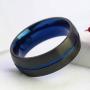 ringheart 2 Rings Luxury Couple Rings Black Gold Filled Princess Cut Blue Cz Womens Wedding Ring Sets Man Tungsten Wedding Band (Please Buy Two Rings for one Pair)