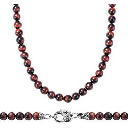 WESTMIAJW Tiger Eye Beads Beaded Necklace Chain for Men,Natural Gemstone Healing Crystal Jewelry 50/60/70cm