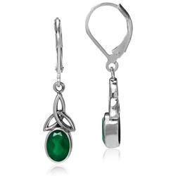 Silvershake Birthstone Gemstone 925 Sterling Silver Triquetra Celtic Knot Leverback Earrings