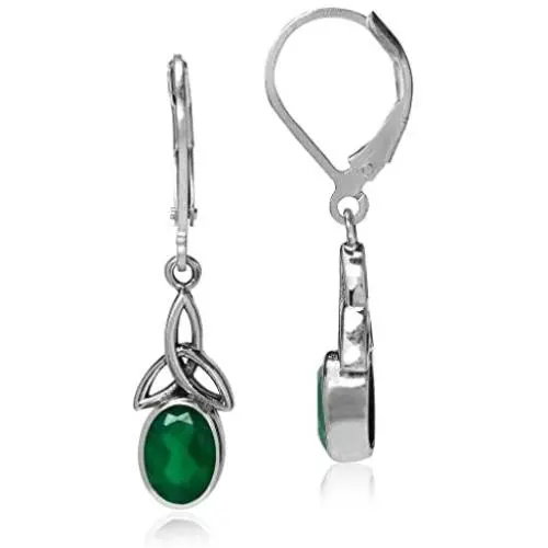 Silvershake Birthstone Gemstone 925 Sterling Silver Triquetra Celtic Knot Leverback Earrings Silvershake Birthstone Gemstone 925 Sterling Silver Triquetra Celtic Knot Leverback Earrings