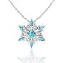 Belinda Jewelz 925 Solid Real Sterling Silver Sparkling Snowflake Hanging Marquise Gemstone Rhodium Plated Womens Fine Jewelry Chain Necklace Pendant, Swiss Blue and White Topaz, 1.3 carats, 18-inch