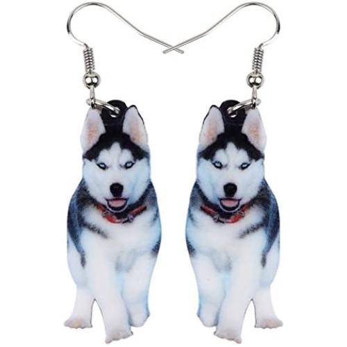 NEWEI Acrylic Drop Dangle Sweet Siberian Husky Dog Earrings Fashion Jewelry For Women Girl Gift Charms