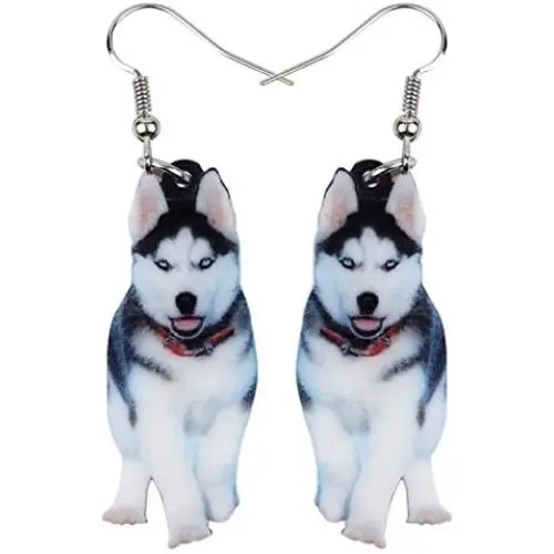 NEWEI Acrylic Drop Dangle Sweet Siberian Husky Dog Earrings Fashion Jewelry For Women Girl Gift Charms