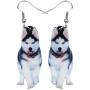 NEWEI Acrylic Drop Dangle Sweet Siberian Husky Dog Earrings Fashion Jewelry For Women Girl Gift Charms