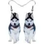 NEWEI Acrylic Drop Dangle Sweet Siberian Husky Dog Earrings Fashion Jewelry For Women Girl Gift Charms