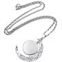 Hollow Crescent Moon Wolf Necklace Pendant Stud Earrings Vintage Time Gemstone New Moon Charm Bracelets for Women Girls Trendy Christmas Jewelry Set(04)