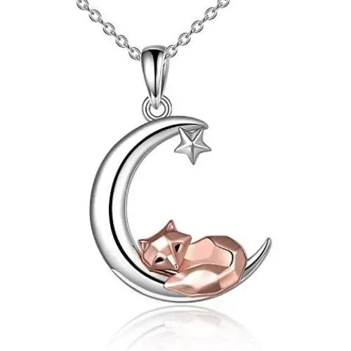 ONEFINITY Fox/Frog Necklace Sterling Silver Origami Moon Fox/Frog Pendant for Women Mom Wife ONEFINITY Fox/Frog Necklace Sterling Silver Origami Moon Fox/Frog Pendant for Women Mom Wife