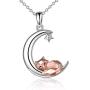 ONEFINITY Fox/Frog Necklace Sterling Silver Origami Moon Fox/Frog Pendant for Women Mom Wife