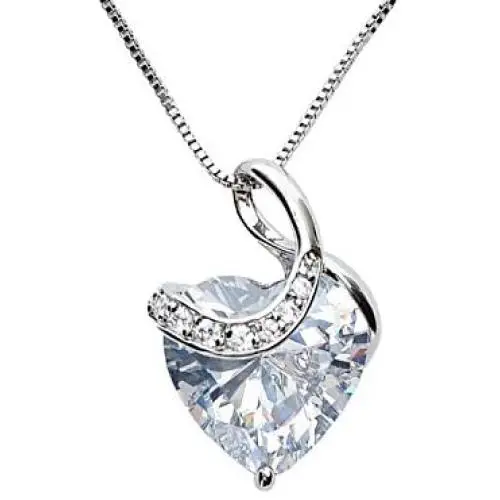 Love Heart Pendant Necklace Zircon Rhodium-plated Copper Jewelry Gifts For Women 18+2 Love Heart Pendant Necklace Zircon Rhodium-plated Copper Jewelry Gifts For Women 18+2