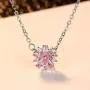 idealway Pink Cherry Blossoms Flower Necklace Earrings Wedding Jewelry CZ Hypoallergenic (Zircon Pink Flower Set)