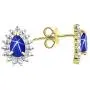 RYLOS Matching Jewelry For Women 14K Yellow Gold Diamond & Blue Star Sapphire Matching Earrings, Pendant Necklace and Ring Set with 18'' Chain 6X4MM Jewelry For Women Womens Jewelry Gold Jewelry