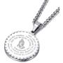 MOO&LEE Serenity Prayer Lords Prayer Coin Pendant Necklace for Men Christian Jewelry 24 Inch Stainless Steel Link Chain