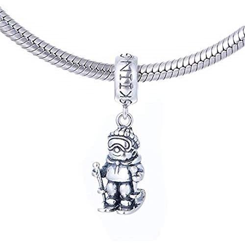 EVESCITY Limited Edition Skiing Snowboarding Sking 925 Sterling Silver Bead For Charms Bracelets Best Jewelry Gifts for Her