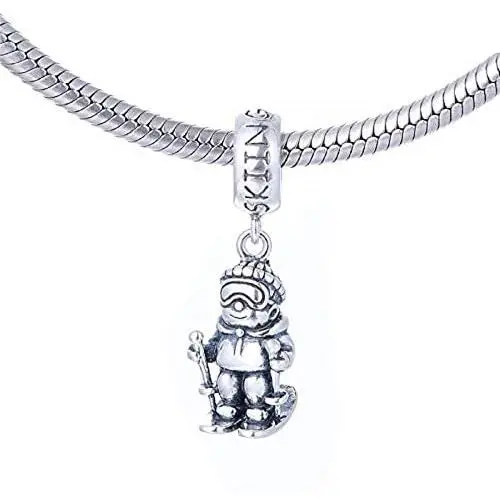 EVESCITY Limited Edition Skiing Snowboarding Sking 925 Sterling Silver Bead For Charms Bracelets Best Jewelry Gifts for Her EVESCITY Limited Edition Skiing Snowboarding Sking 925 Sterling Silver Bead For Charms Bracelets Best Jewelry Gifts for Her
