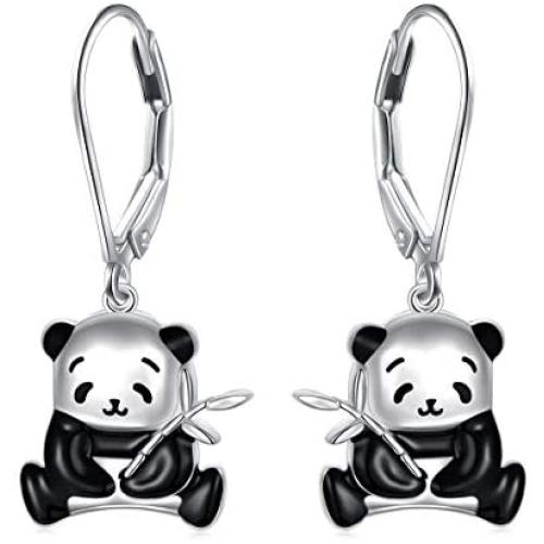 925 Sterling Silver Cute Animal Panda Cat Dangle Earrings Charm Jewelry Birthday Gift for Women Girls Teens