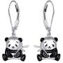 925 Sterling Silver Cute Animal Panda Cat Dangle Earrings Charm Jewelry Birthday Gift for Women Girls Teens