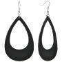 Geometric Wooden & Leather Teardrop Earrings for Women Girls - Bohemian Lightweight Cork Leopard Zebra Classic Printed Genuine Leather Dangle Earring