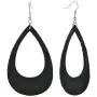 Geometric Wooden & Leather Teardrop Earrings for Women Girls - Bohemian Lightweight Cork Leopard Zebra Classic Printed Genuine Leather Dangle Earring