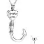 HQ Urn Necklace for Ashes Heart Shape Fish Hook Cremation Urn Pendant Fishing in Heaven Keepsake Memorial Jewelry