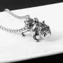 HZMAN Pet Jewelry 3D Bulldog Stainlss Steel Pendant Dog Necklace